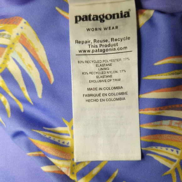 Patagonia Sunamee Bikini Bottoms Womens Small Purple Palm Print Full Coverage - Picture 7 of 11